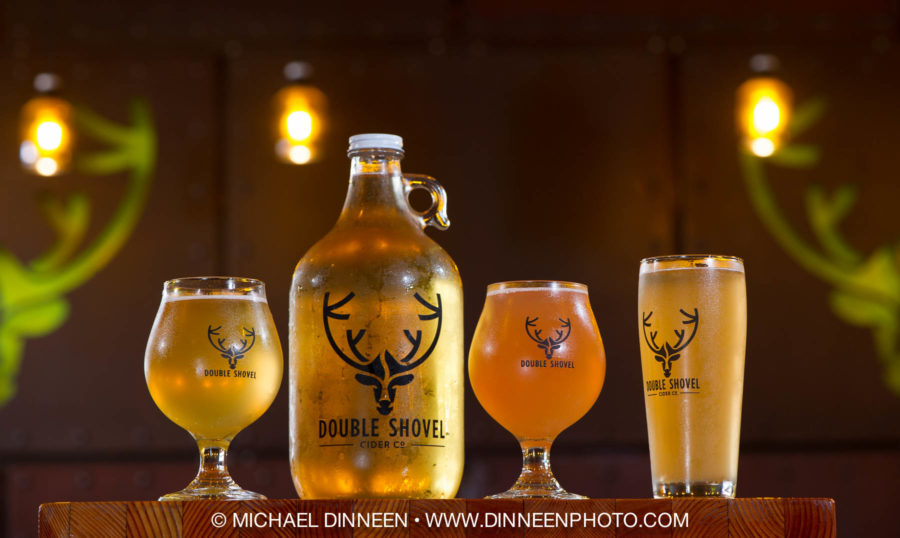 From left, Double Shovel's Kombuch Cider, Extra Dry Cider, Grapefruit Lavender and Honey Common ciders.